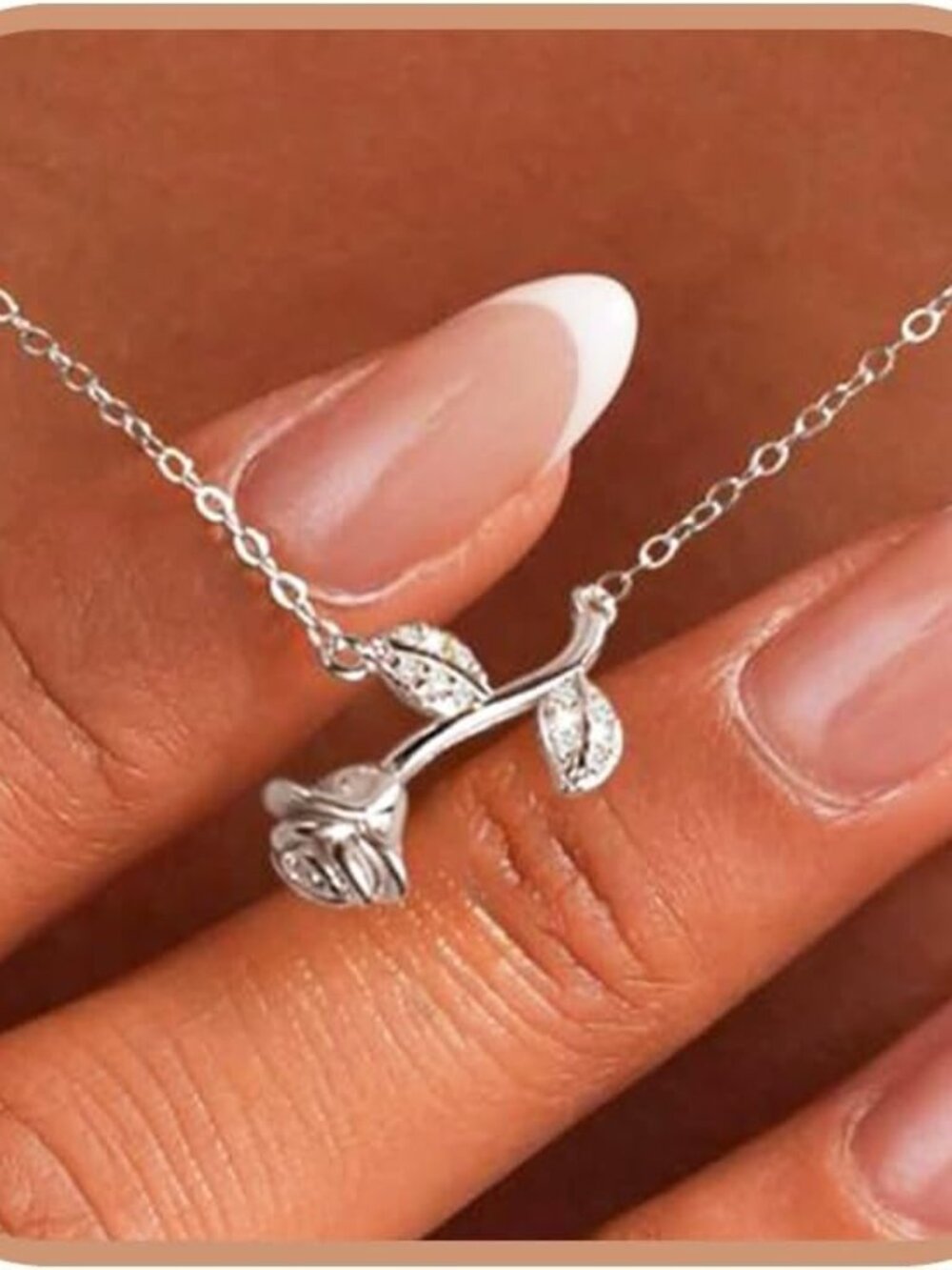 925 Sterling Silver Rose Necklace for Women, 14K Gold Plated Cubic Zirconia Rose